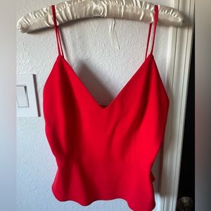 Amanda Uprichard Red Cropped Sleeveless Blouse